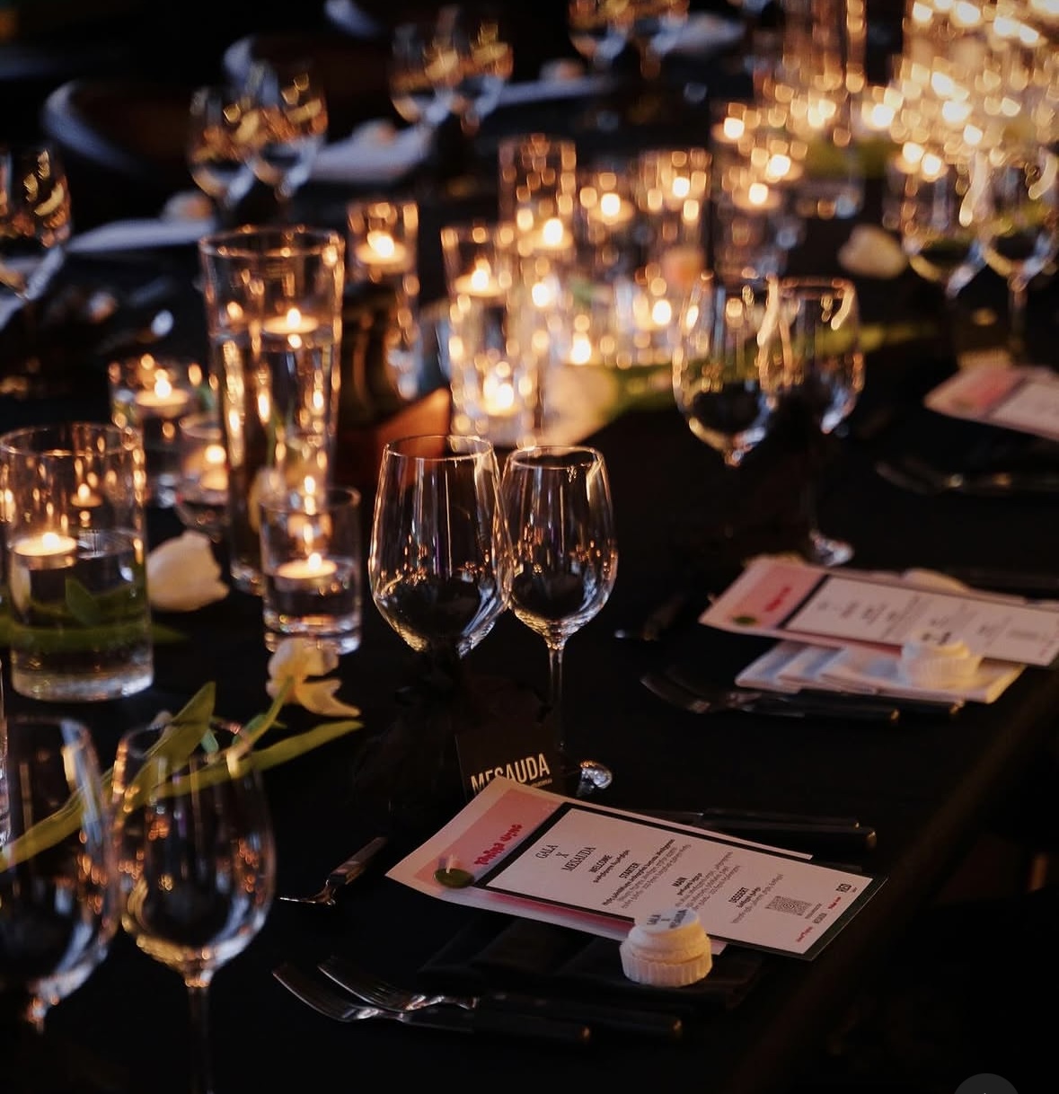 Elegant candlelit event table setting